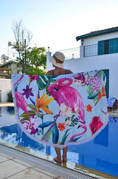 Mis Yuvarlak Havlu / Flamingo resmi